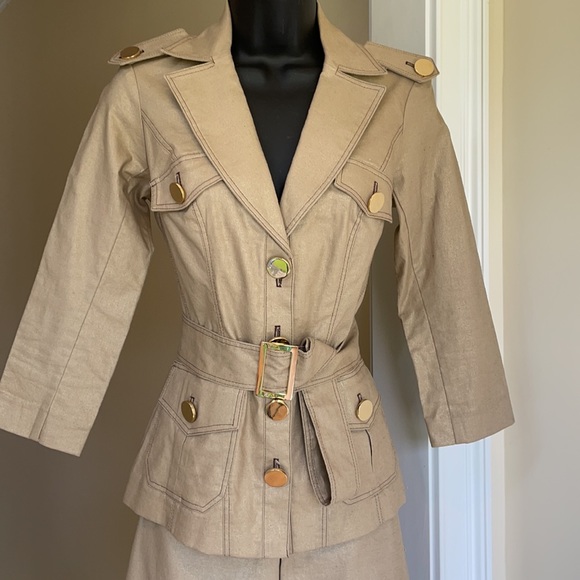 Cache suit top sz S and shorts sz 2 khaki shimmer - Picture 2 of 10